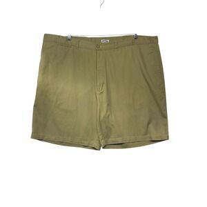 Adolfo Mens Khaki Chino Shorts Size 50 Tan 100% Cotton Twill Flat Front 71707